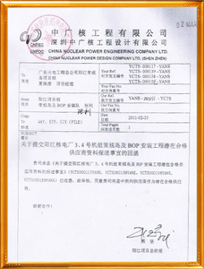核电项目合格供应商证明2